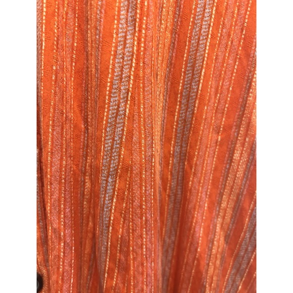 Free People Women's Medium Orange Metallic Stripe Maxi Dress Boho Festival Tie - Picture 13 of 15